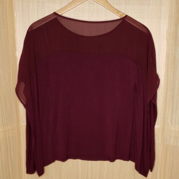 White House Black Market Berry Sheer Panel Poncho Style Top Small - Picture 1 of 7